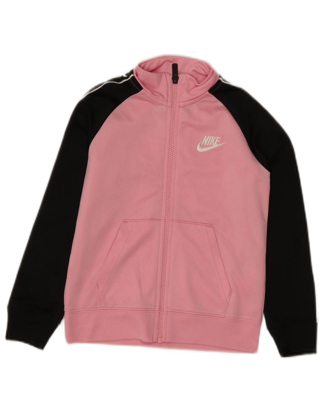 Nike Mädchen-Trainingsanzug-Top-Jacke, 5–6 Jahre, Mittelrosa, Farbblock-Polyester