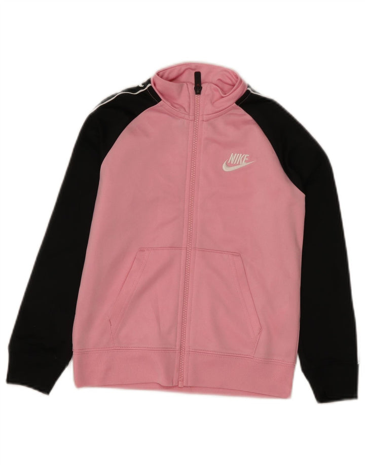 Nike Mädchen-Trainingsanzug-Top-Jacke, 5–6 Jahre, Mittelrosa, Farbblock-Polyester