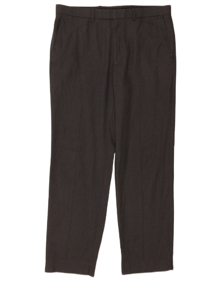 Gerade Herren-Anzughose von Marks & Spencer, W34, L31, grau, Polyester