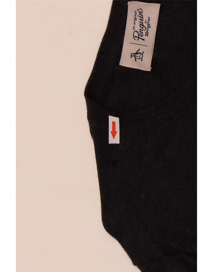 Penguin Herren-Pullover mit U-Boot-Ausschnitt, XL, graue Merinowolle