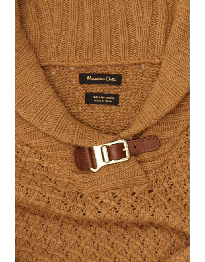 Massimo Dutti Damen Ponchopullover UK 10 Small Beige Wolle