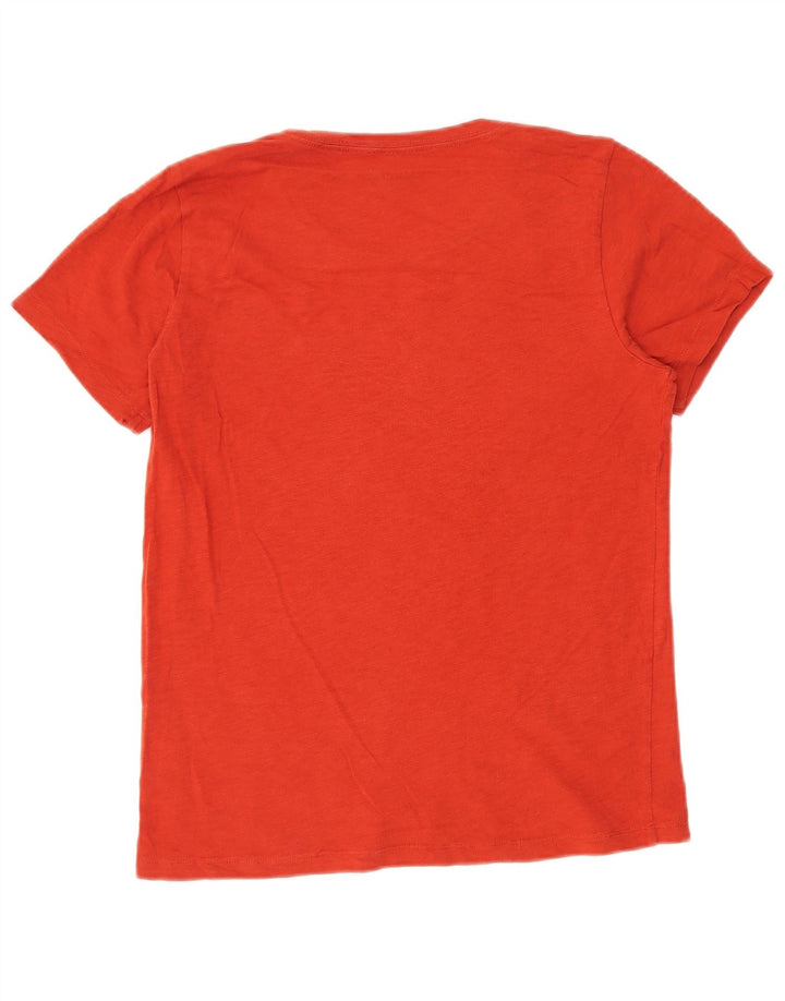 J. CREW Damen Grafik-T-Shirt-Oberteil UK 14 Mittelrote Baumwolle