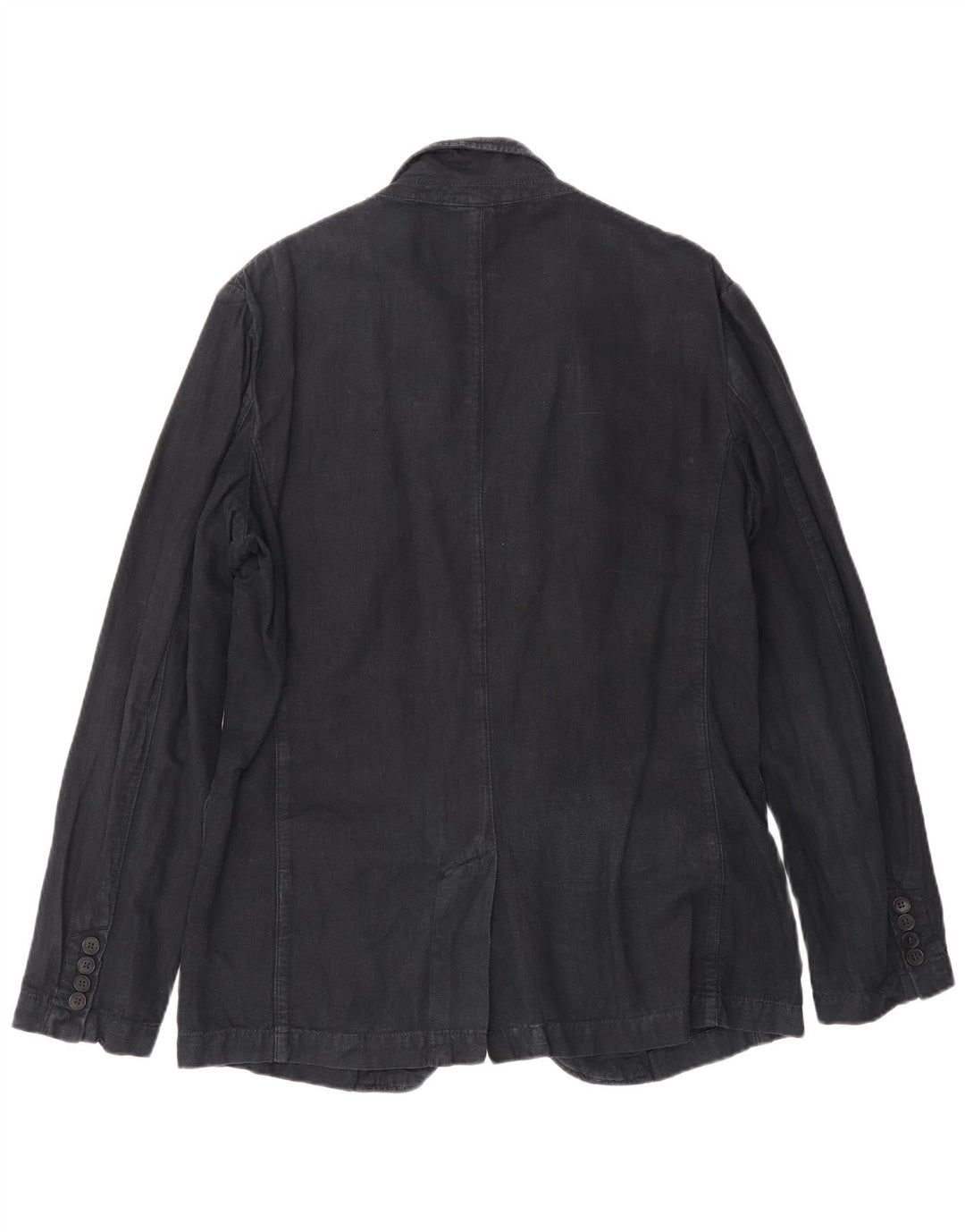 Zara Herren-Blazer mit 3 Knöpfen, Gr. 40, groß, marineblaues Leinen