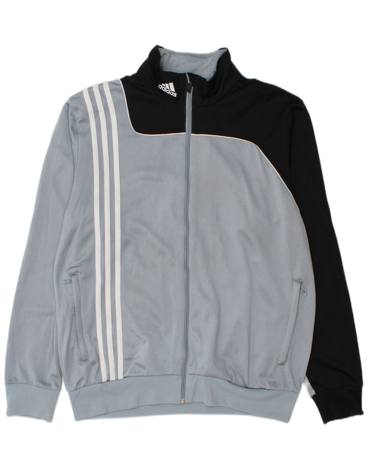 Adidas Herren-Trainingsanzug-Oberteiljacke UK 40/42 Mittelgraues Colourblock-Polyester