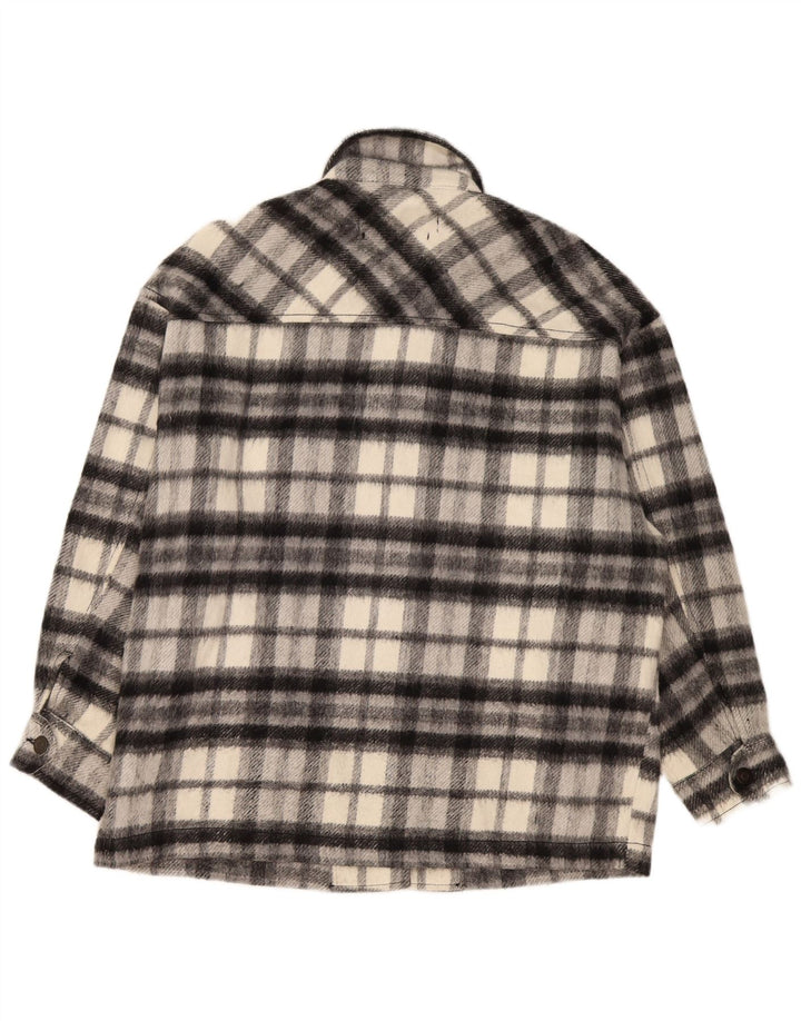Zara Damen-Overshirt-Flanellhemd in Übergröße, Gr. 10, klein, grau kariert