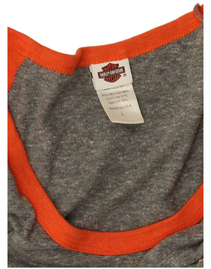 Harley Davidson Grafikoberteil für Damen, 3/4-Ärmel, UK 16, Large, Grau, Farbblock