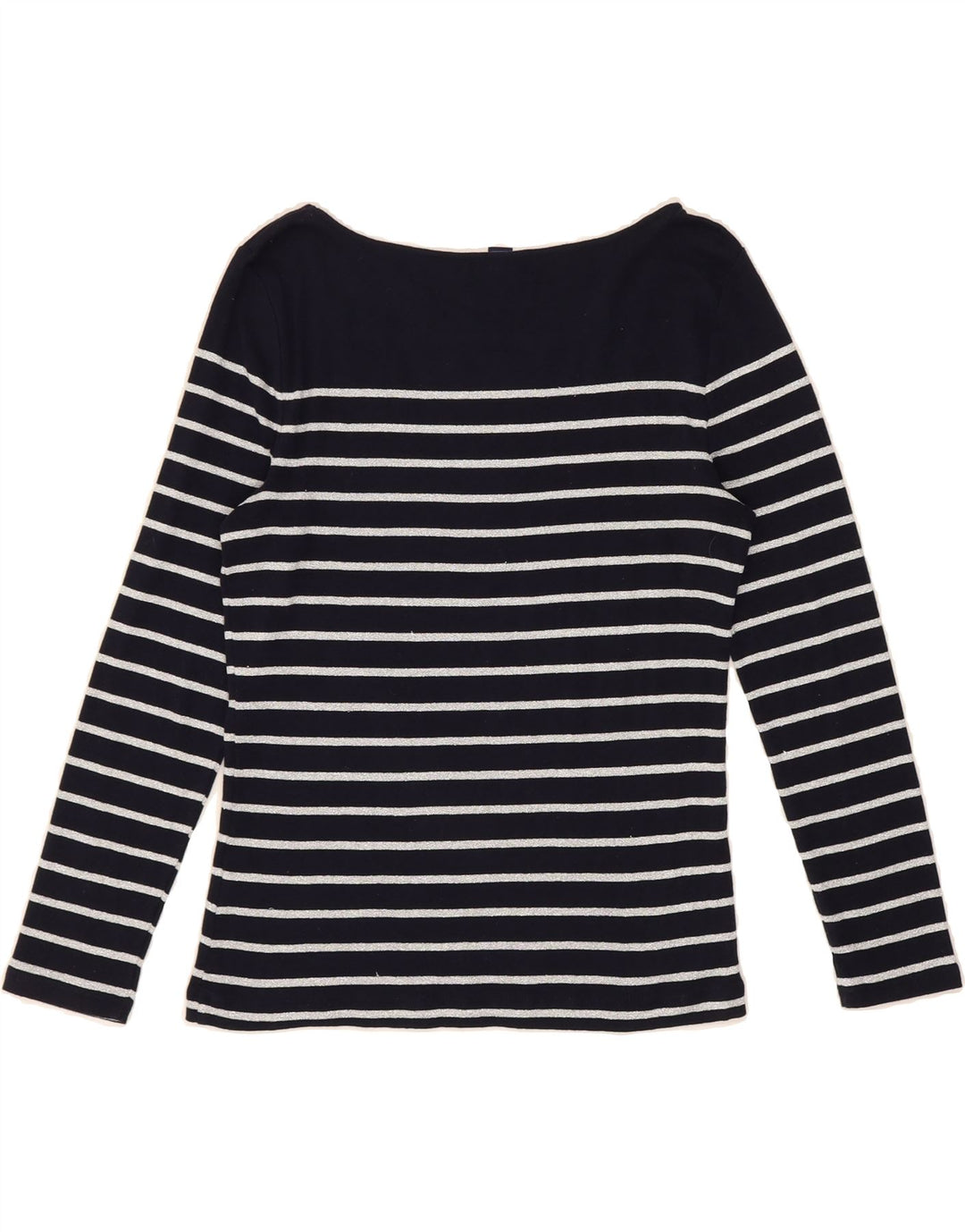 CHAPS Womens Top Long Sleeve UK 12 Medium Navy Blue Striped Cotton Vintage Chaps and Second-Hand Chaps from Messina Hembry 