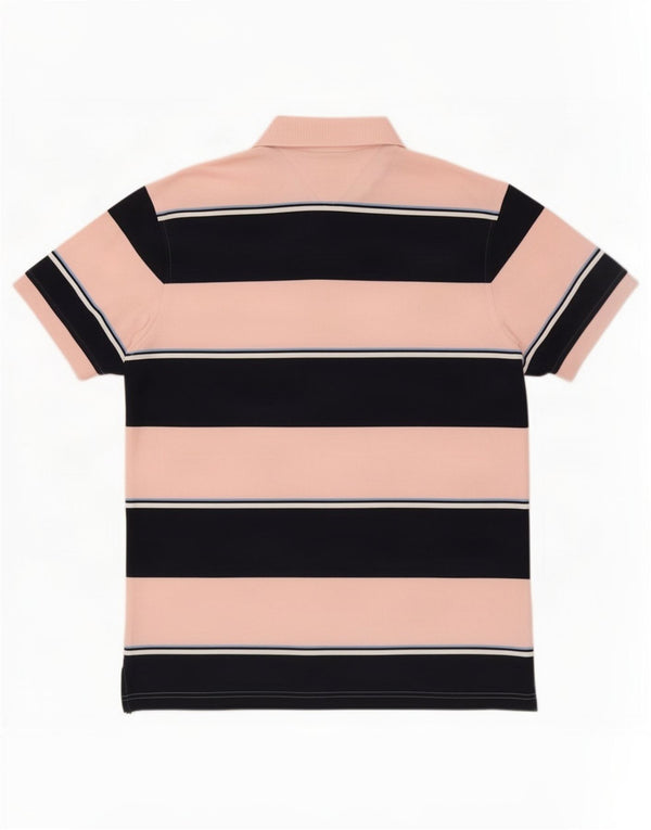 Tommy Hilfiger Herren-Poloshirt, groß, rosa gestreift, Baumwolle