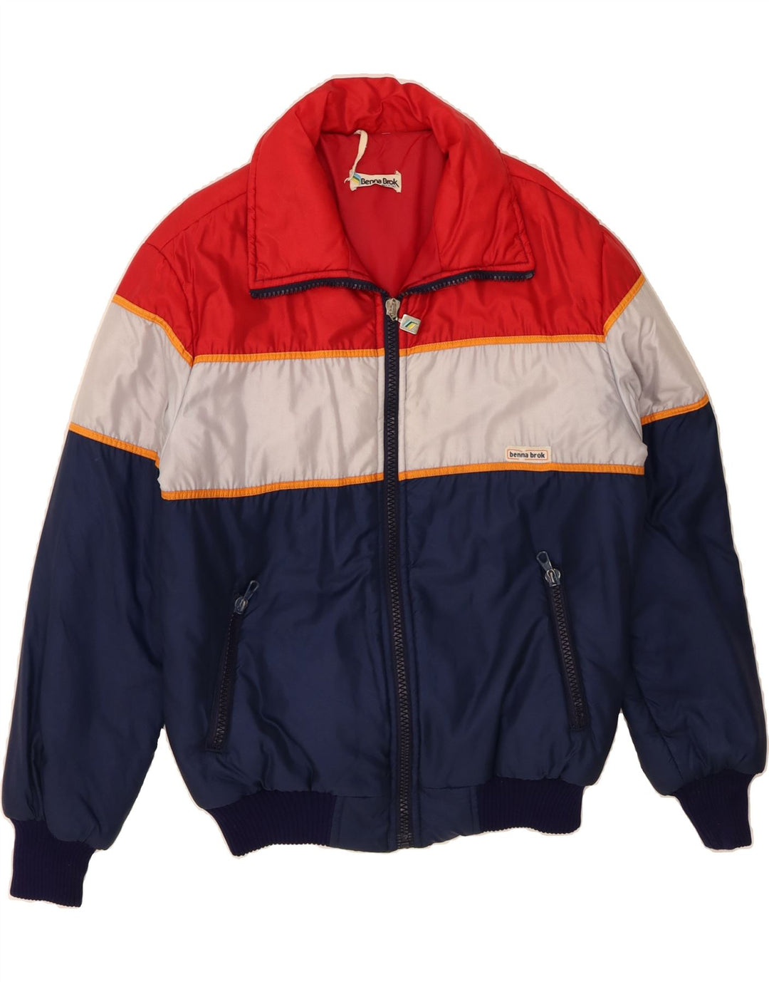 VINTAGE Wattierte Herrenjacke UK 40 Großes mehrfarbiges Colourblock-Polyamid