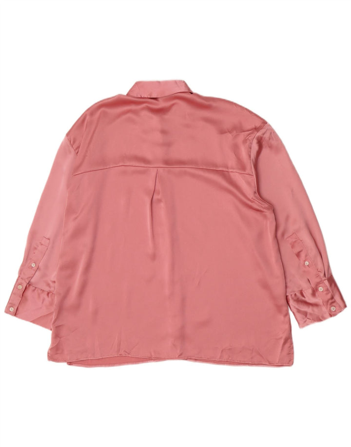 Zara Damen-Oversize-Hemdbluse, UK 14, Mittelrosa, Polyester