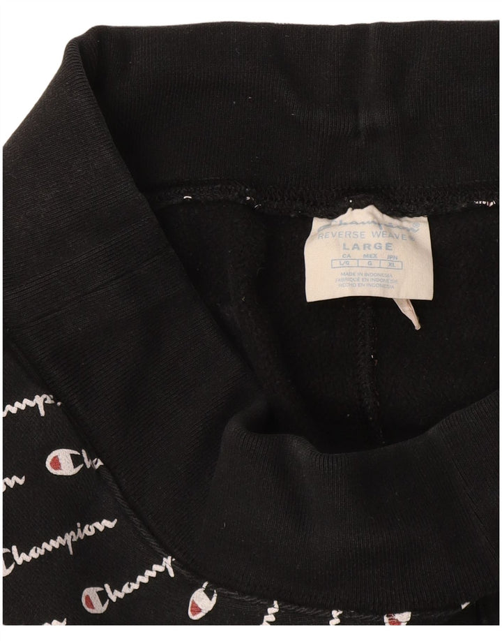 Champion Herren Reverse Weave Graphic Trainingshose Jogger Größe L Schwarz