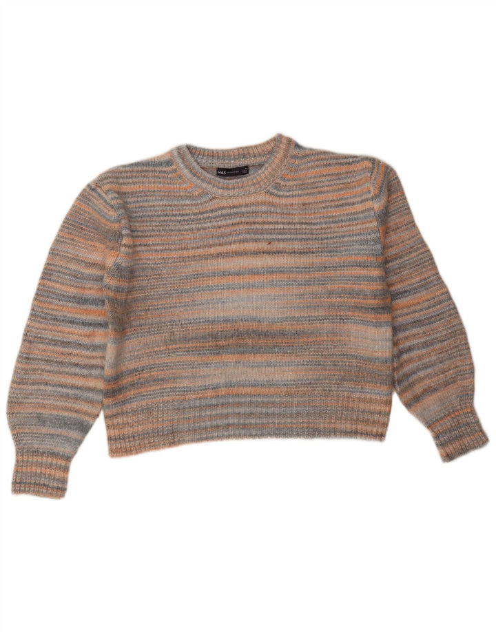 Marks & Spencer Crop-Pullover mit U-Boot-Ausschnitt für Damen, Gr. 14, mittelmehrfarbig