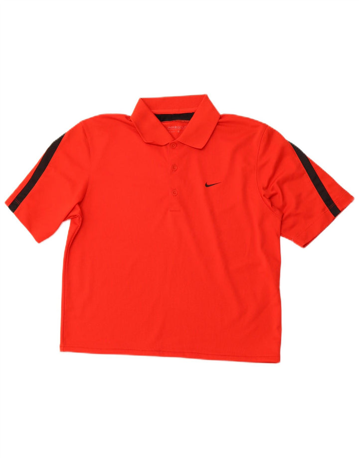 NIKE Damen Dri Fit Poloshirt UK 10 Small Rot Farbblock