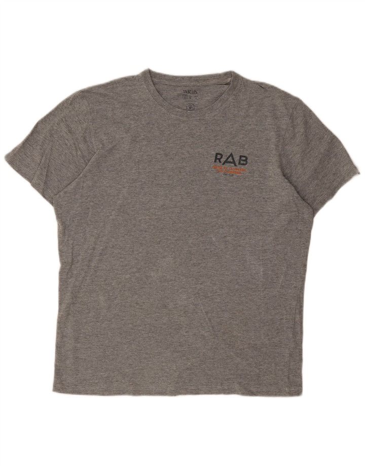Rab Herren Grafik-T-Shirt-Oberteil aus mittelgrau gesprenkelter Baumwolle