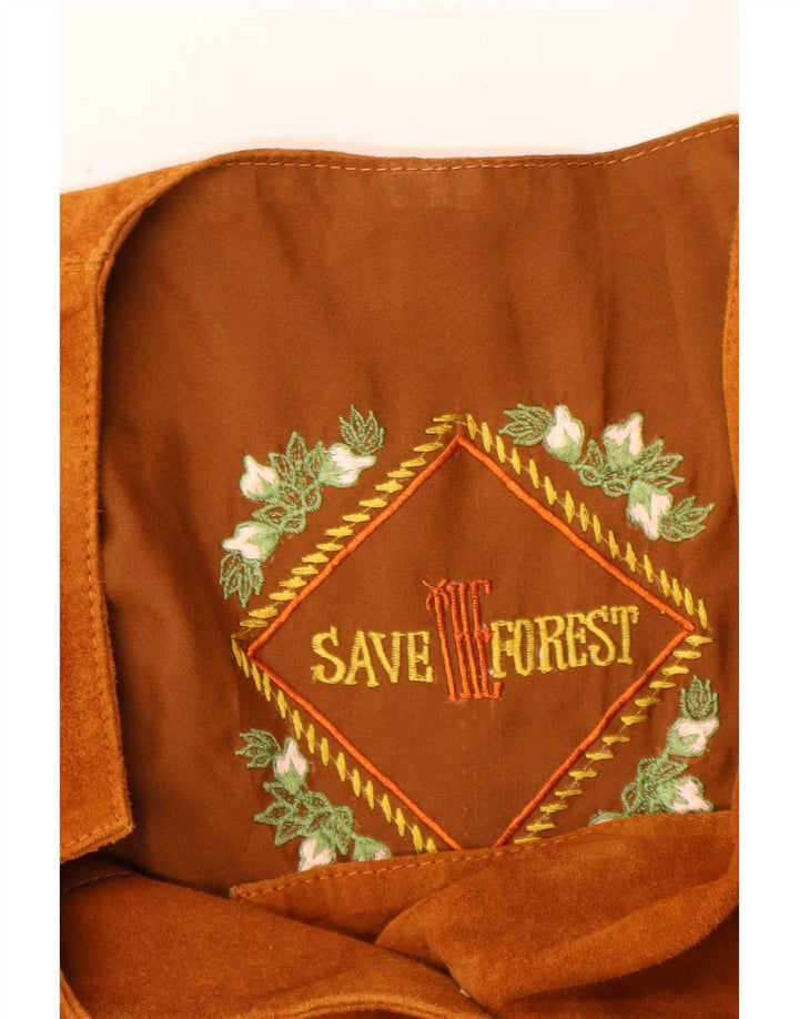 Save The Forest Kurze Wildlederweste für Damen IT 44 Mittelbraun