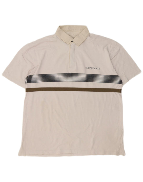 Murphy & Nye Herren Sailmakers Rugby-Poloshirt 2XL weiß gestreift aus Baumwolle