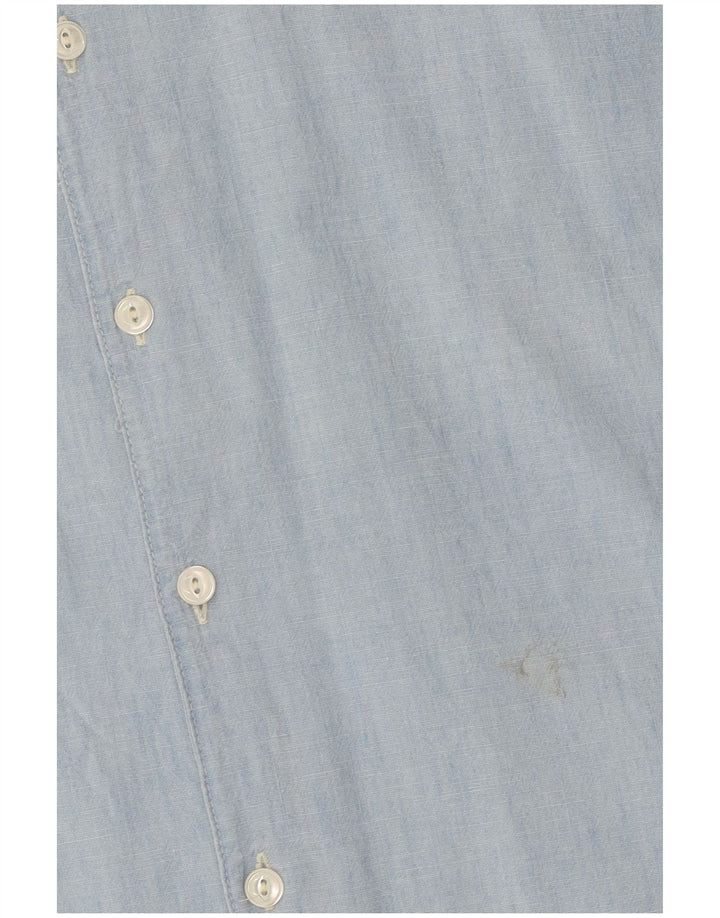 Ralph Lauren Damen Kurzarm-Oversize-Hemd, US 4 Small, Blau, Baumwolle