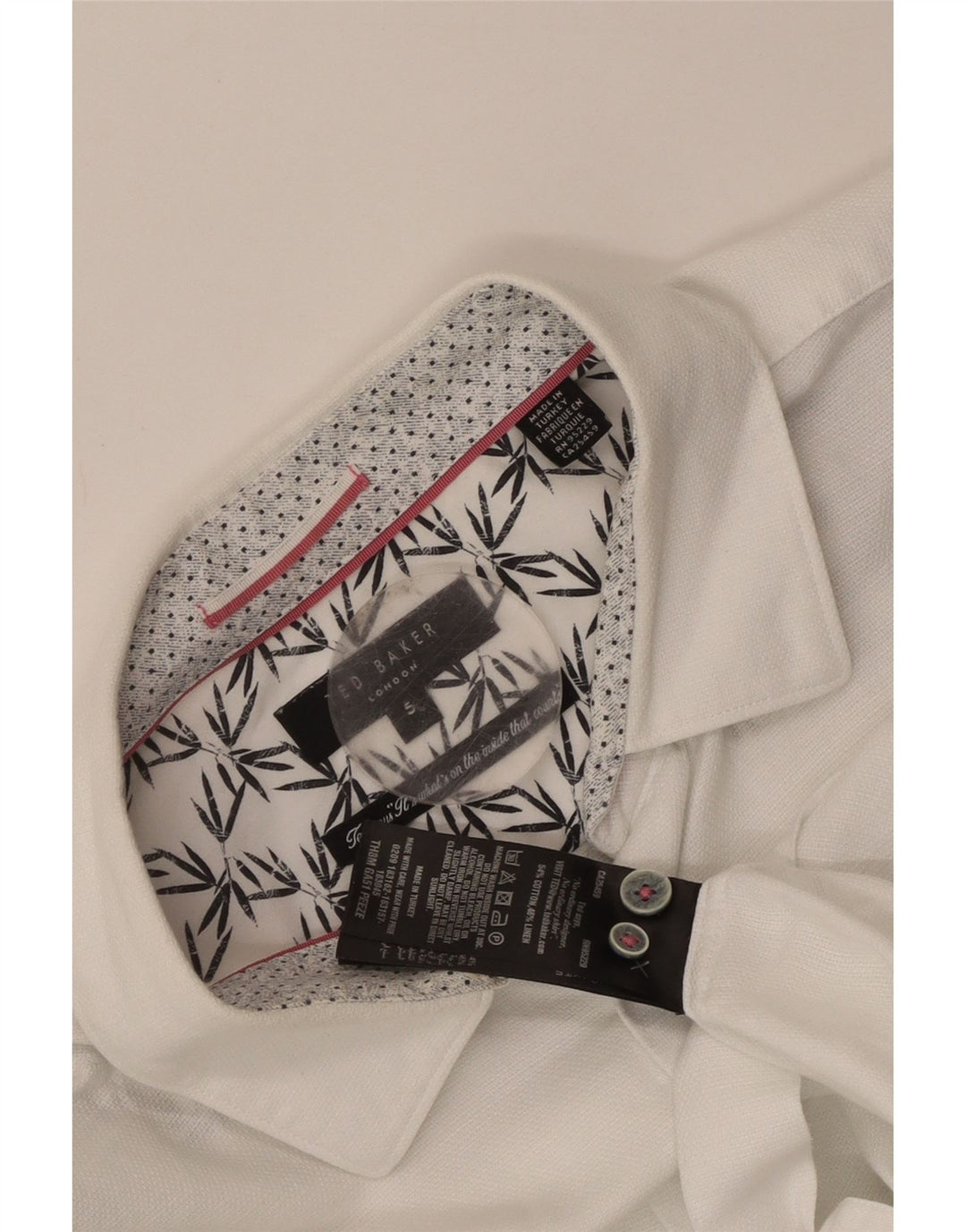 Ted Baker Herren-Kurzarmhemd, Größe 5 XL, weiße Baumwolle