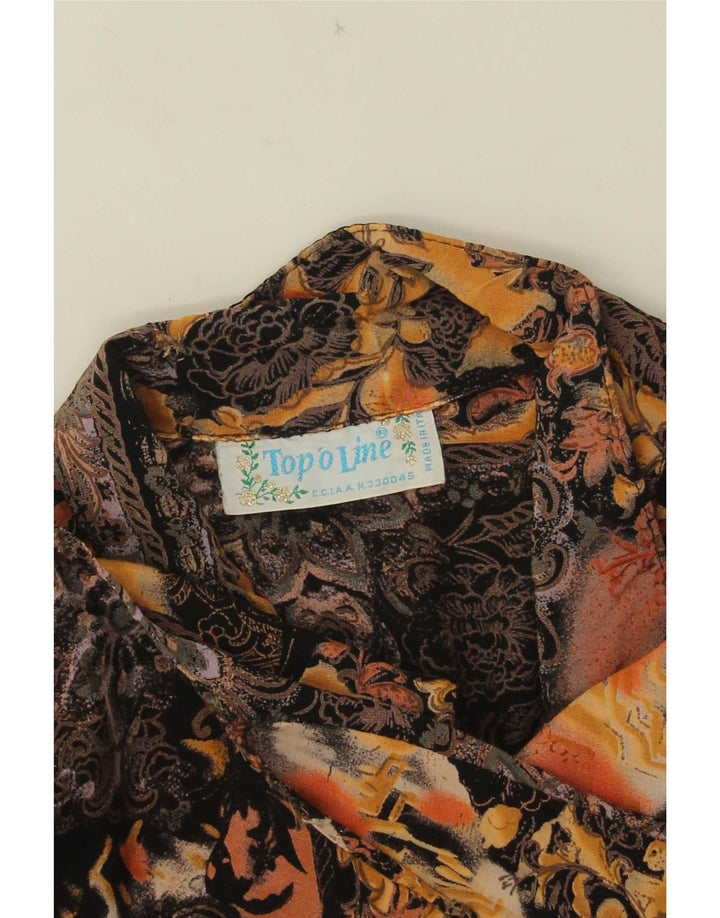 Vintage Damen Hemdbluse UK 14 Großes mehrfarbiges Blumenmuster