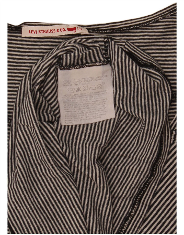 Levi's Damen Top Langarm UK 14 Mittelschwarz gestreift Baumwolle