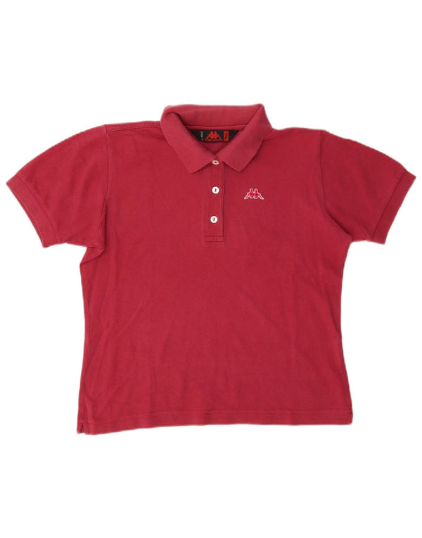 Kappa Damen Crop Poloshirt UK 10 Small Burgund Baumwolle