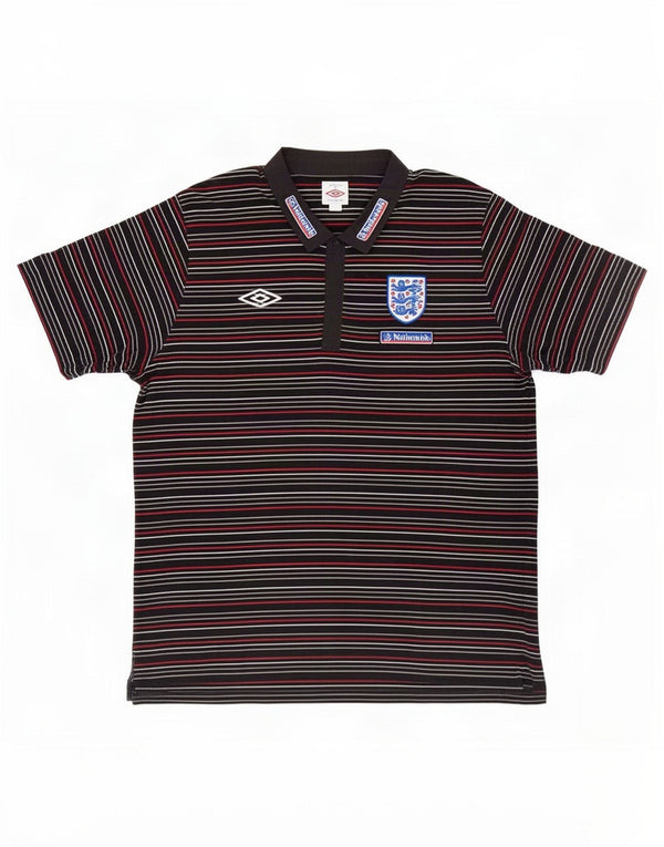 Umbro Herren England Grafik-Poloshirt 3XL Mehrfarbige Nadelstreifen-Baumwolle