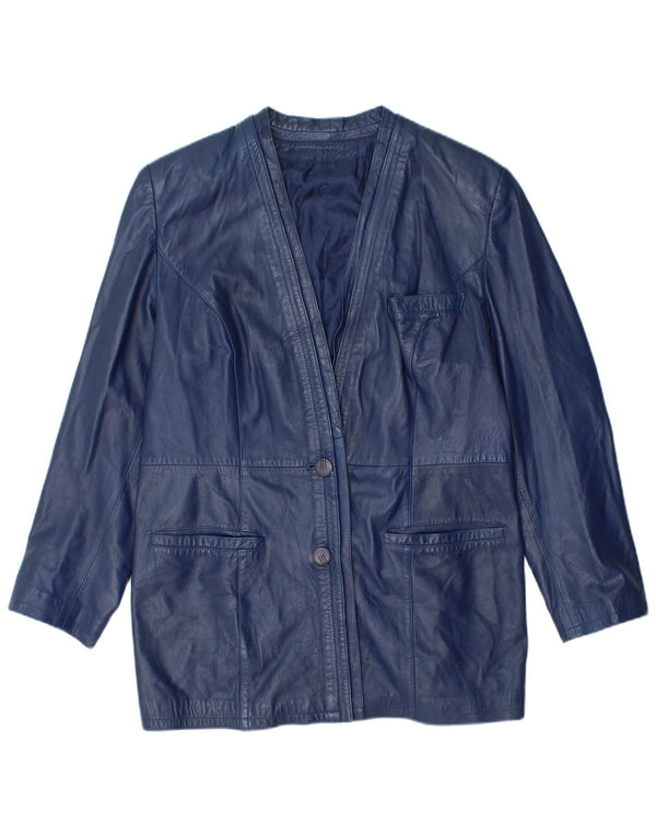 Vintage Damen Lederjacke UK 14 Medium Marineblau