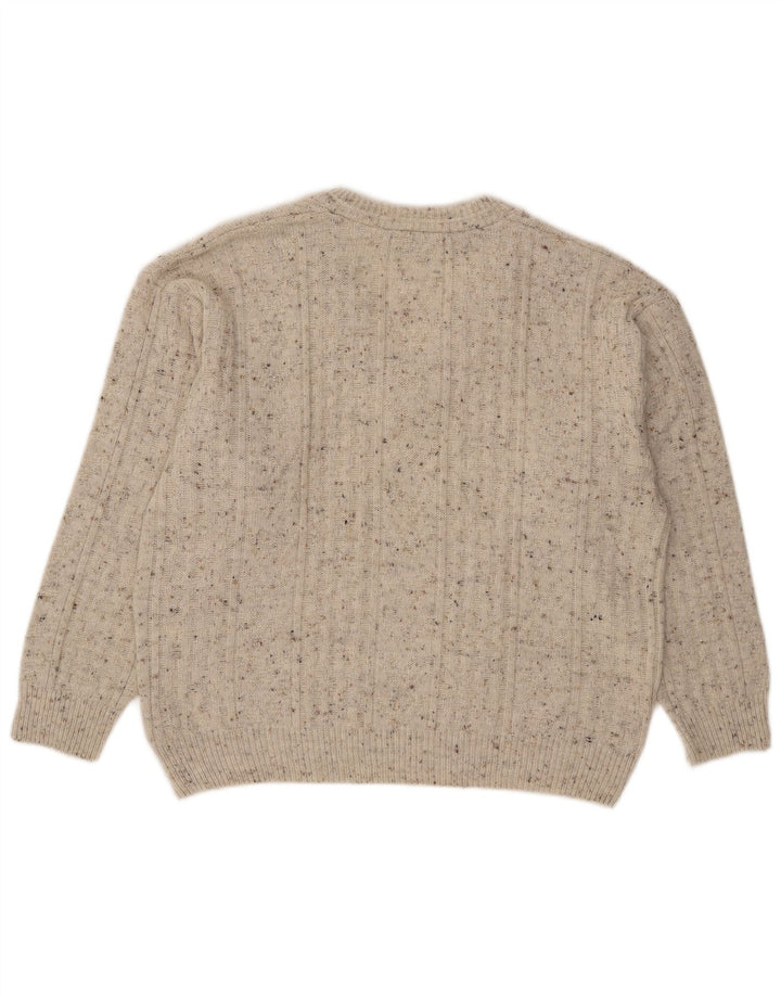 Canda Herren-Pullover mit V-Ausschnitt, Mittelgrau geflecktes Acryl