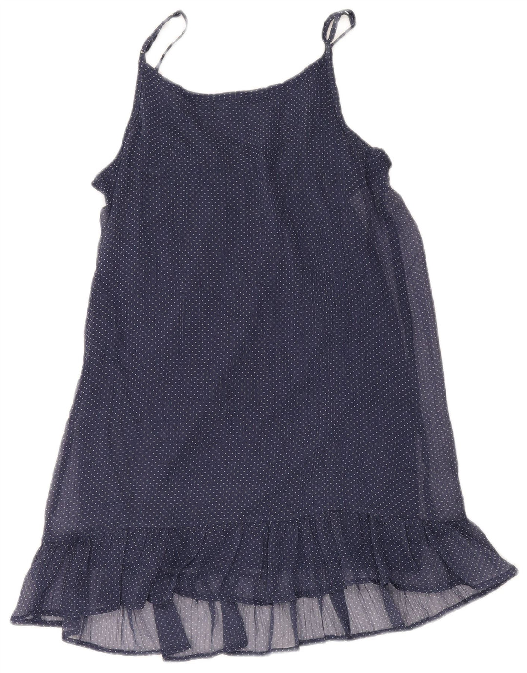 BENETTON Damen-Sommerkleid, Größe S, Marineblau, gepunktet, Polyester