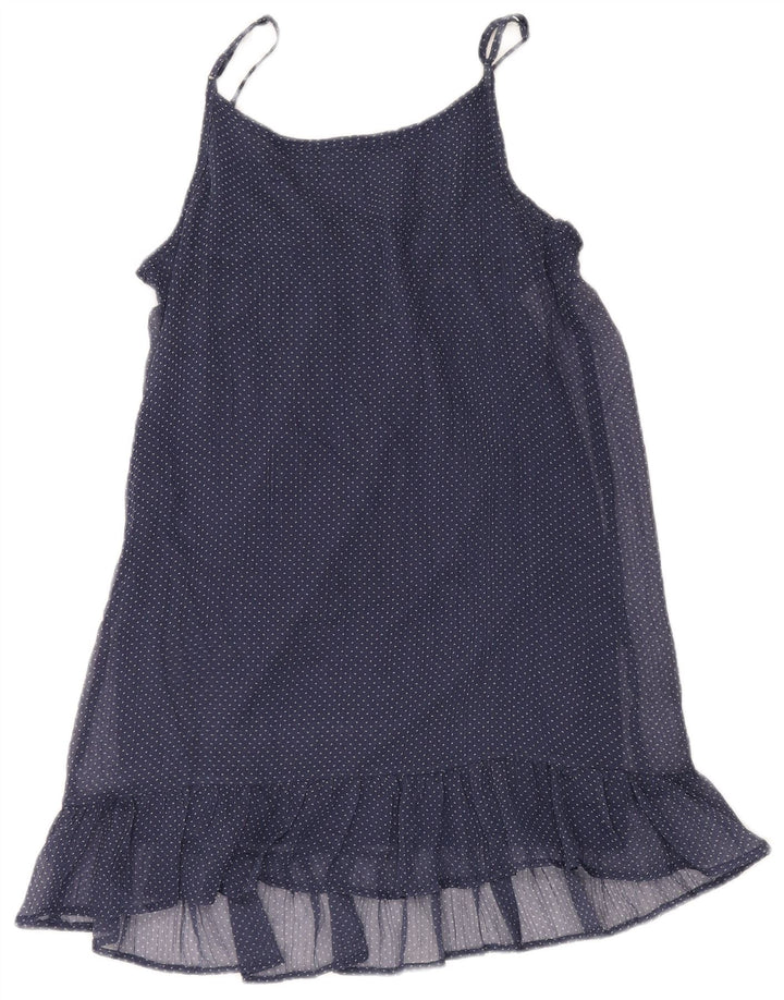 BENETTON Damen-Sommerkleid, Größe S, Marineblau, gepunktet, Polyester