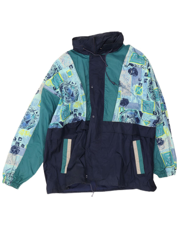 Shamp Herren Regenjacke UK 42 XL Marineblau Colourblock Polyamid