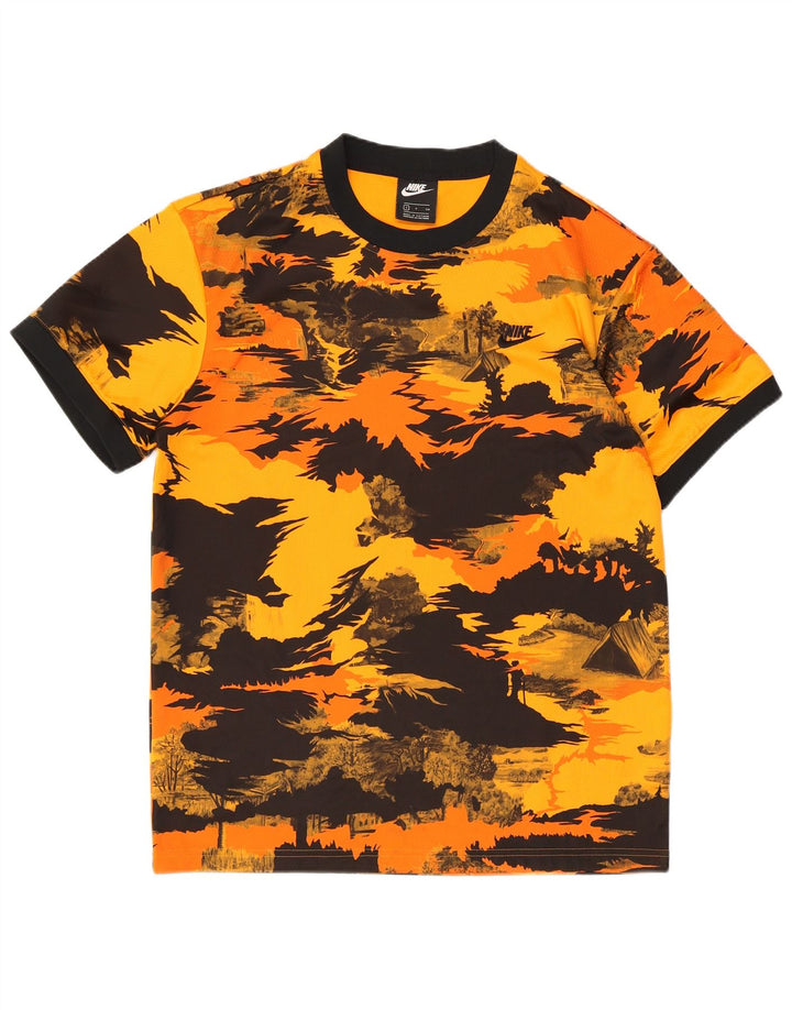 Nike Herren T-Shirt Top Small Orange Camouflage Polyester
