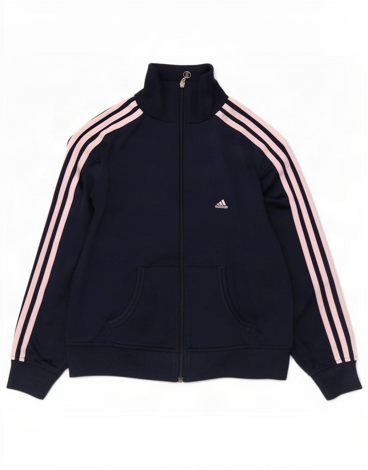 Adidas Damen Trainingsanzug Top Jacke UK 14 Medium Marineblau Polyester