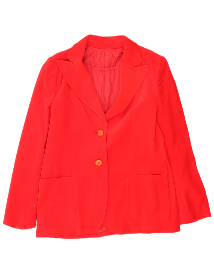 Vintage Damen 2-Knopf-Blazerjacke IT 48 XL Rote Baumwolle