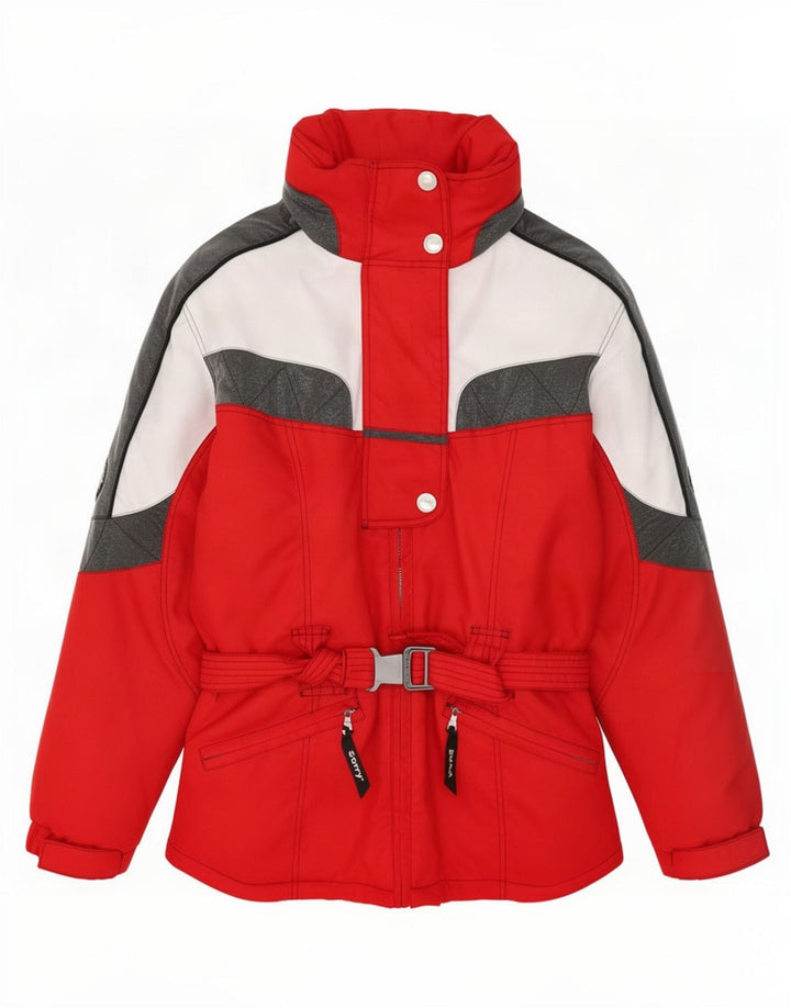 Sorry Damen-Skijacke mit Kapuze, UK 14, Größe L, Rot, Farbblock