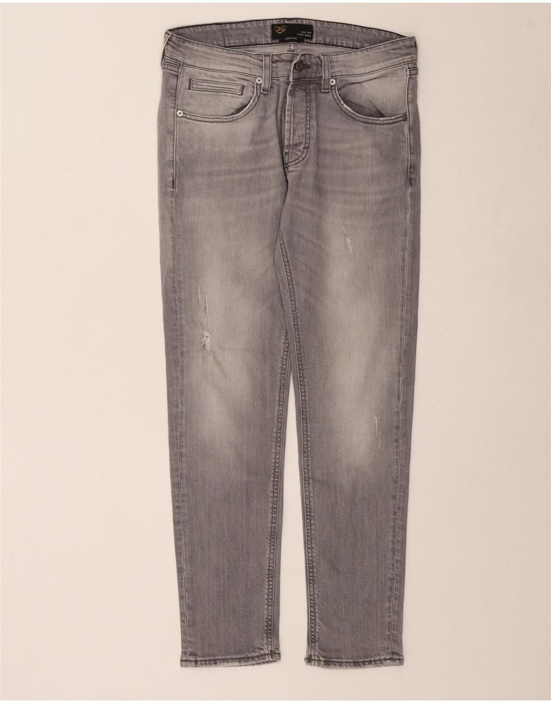 POP 84 Herren Distressed Slim Jeans W33 L29 Graue Baumwolle
