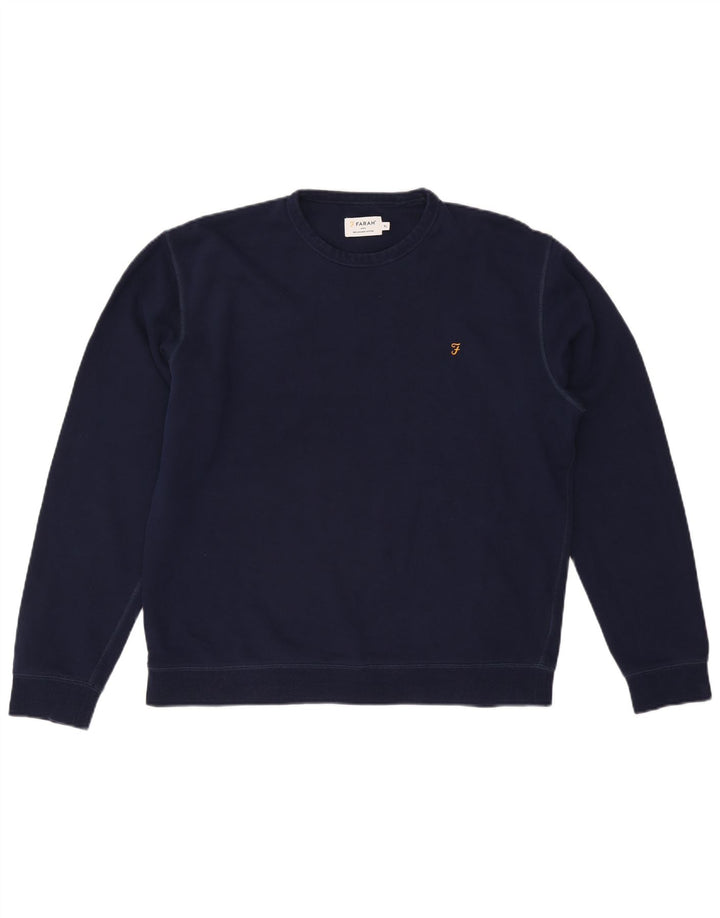 FARAH Herren-Pullover mit Rundhalsausschnitt, XL, marineblaue Baumwolle