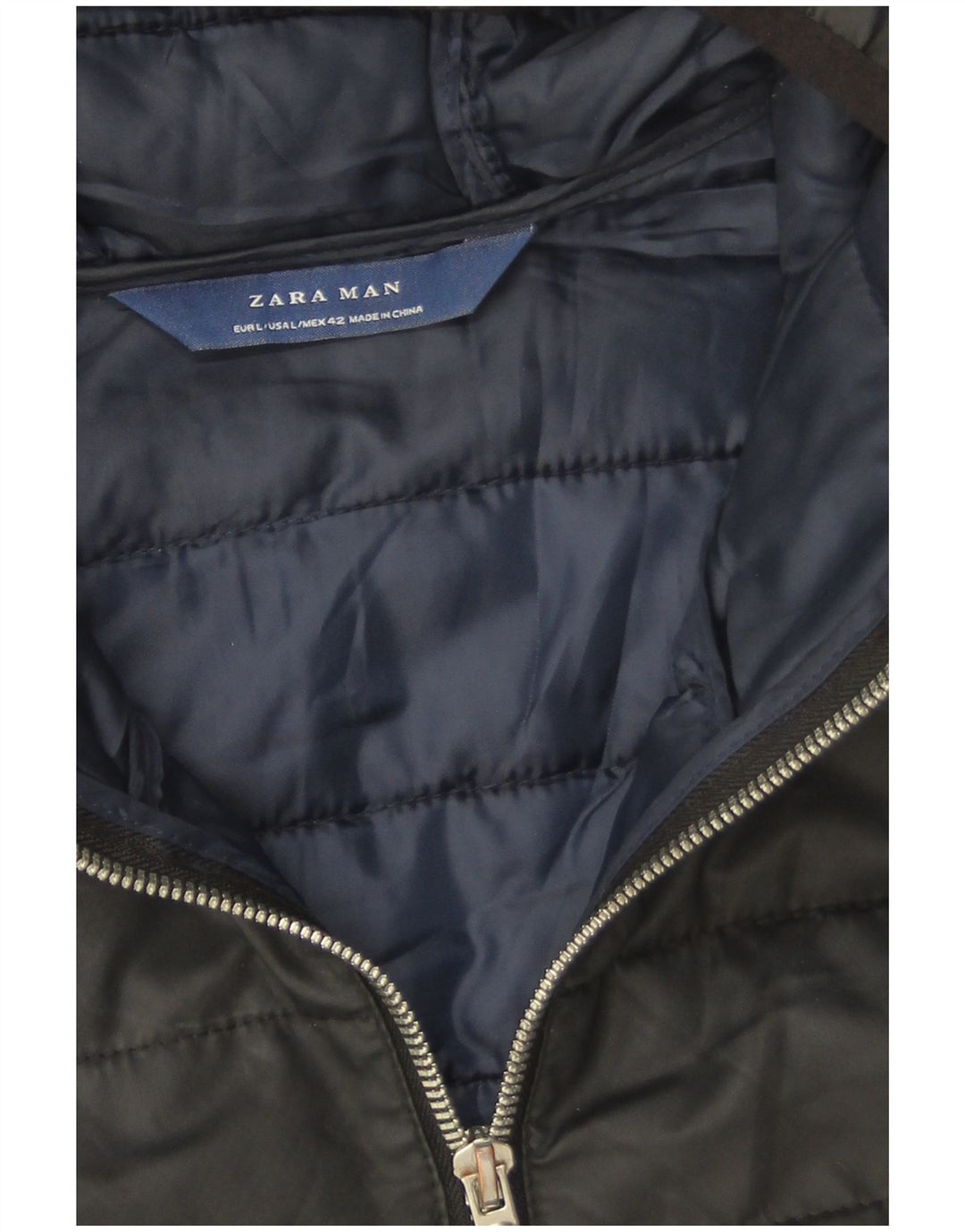 Zara Herren-Weste mit Kapuze, gepolstert, UK 40, Größe L, Schwarz, Polyester