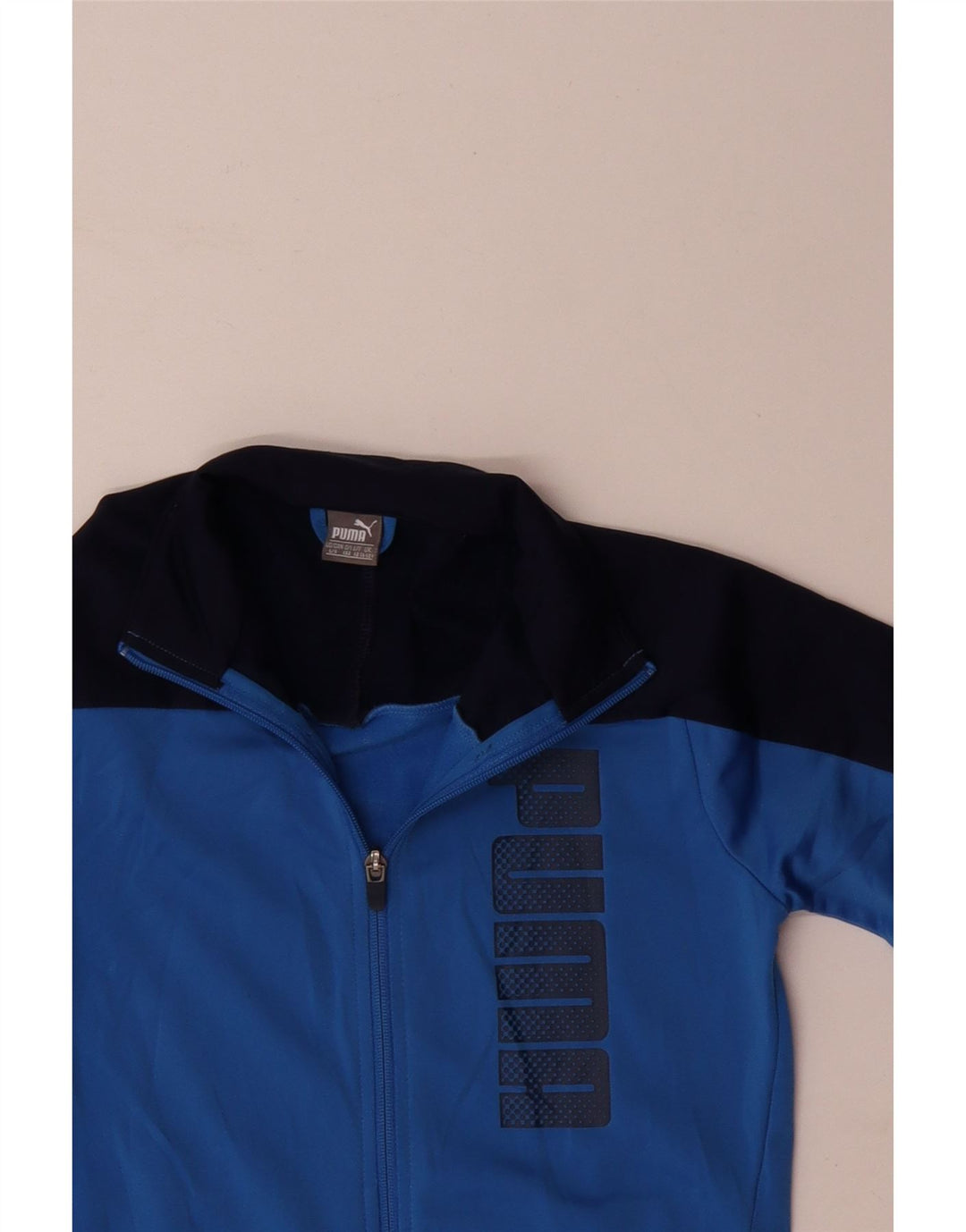 Puma Jungen Grafik-Trainingsanzug-Top-Jacke, 11–12 Jahre, blaues Farbblockdesign