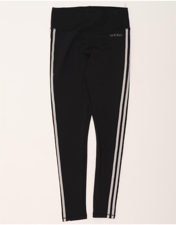 ADIDAS Damen Climalite Leggings UK 12/14 Medium Schwarz Polyester