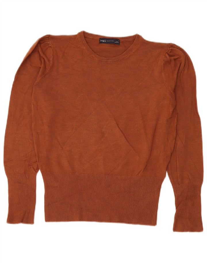 Marks & Spencer Damen Crop Crew Neck Pullover Pullover UK 8 Small Braun