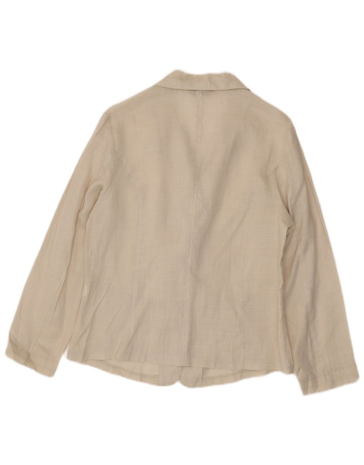 Vintage Damen Hemdbluse UK 14 Medium Beige Leinen