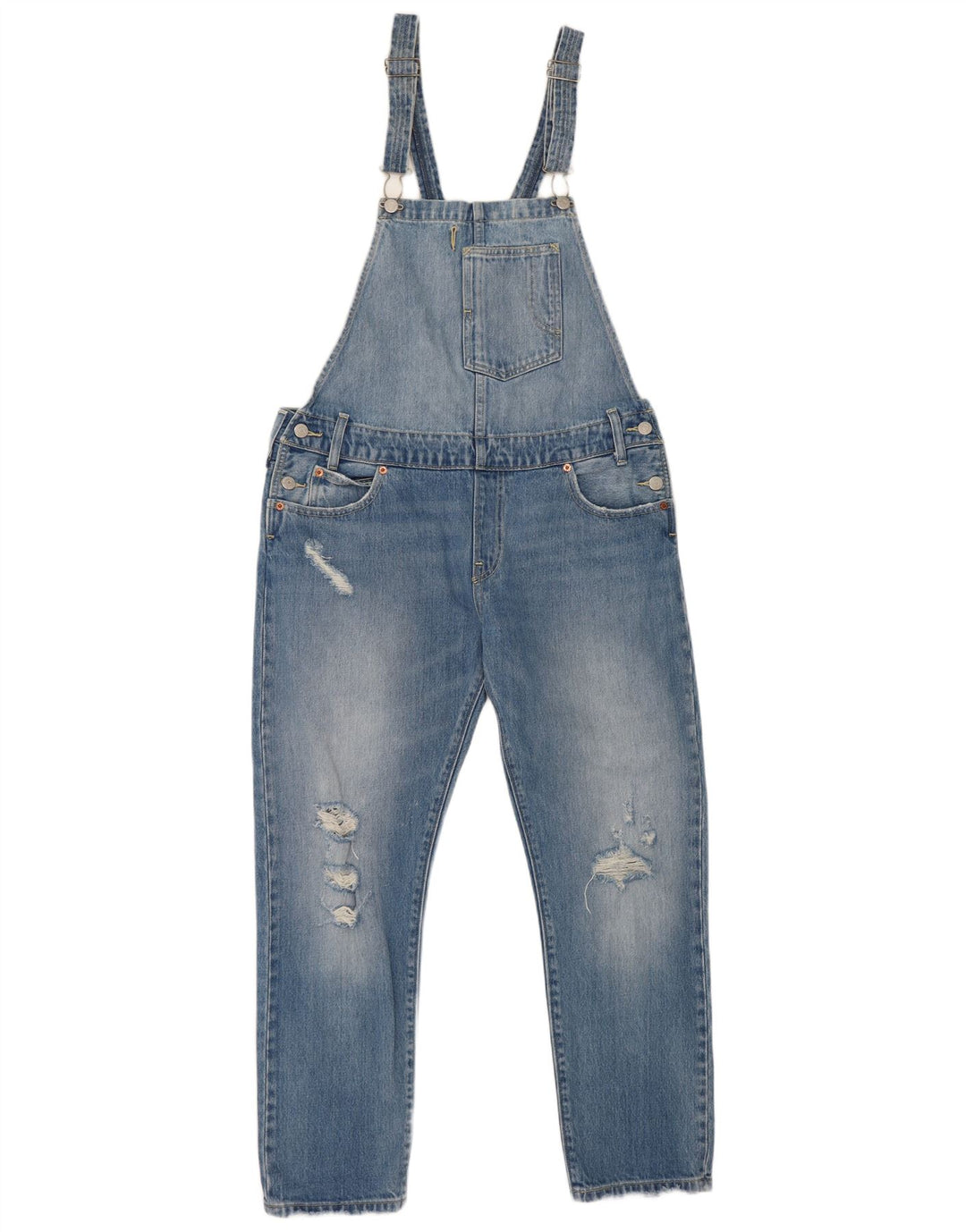 Levi's Damen Distressed Dungarees Straight Jeans Medium W36 L27 Blau