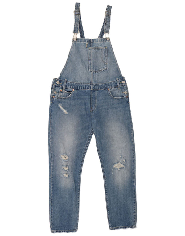 Levi's Damen Distressed Dungarees Straight Jeans Medium W36 L27 Blau