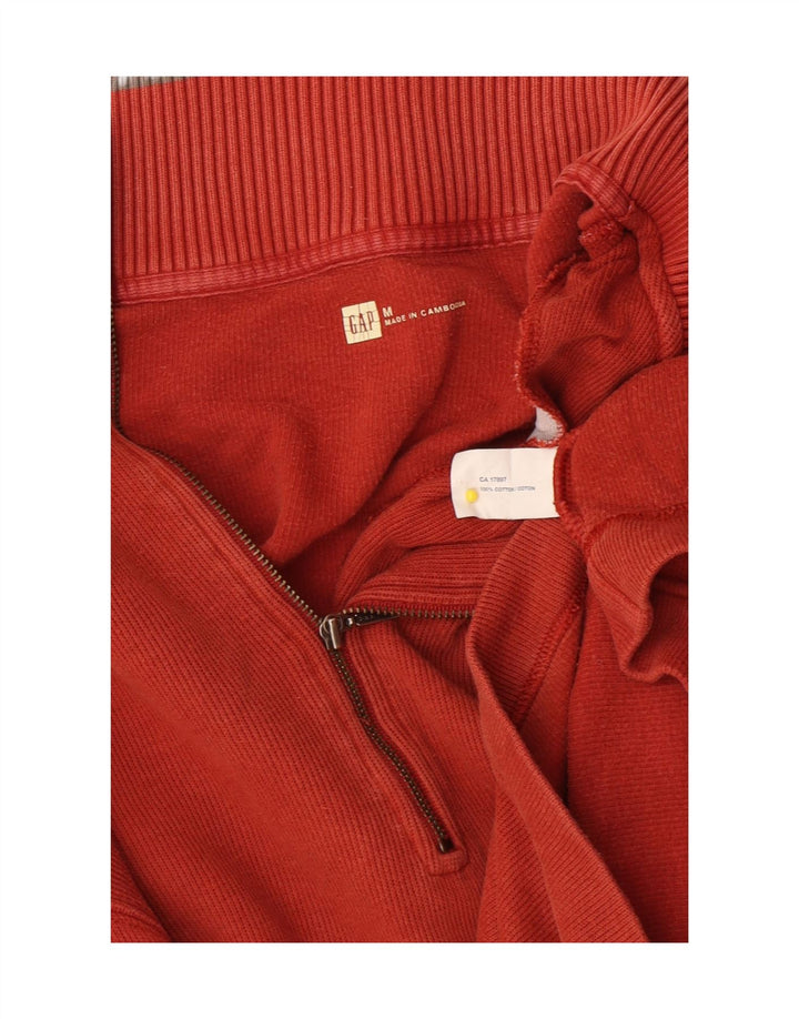 Gap Herren-Sweatshirt mit Reißverschluss am Hals, mittelrote Baumwolle
