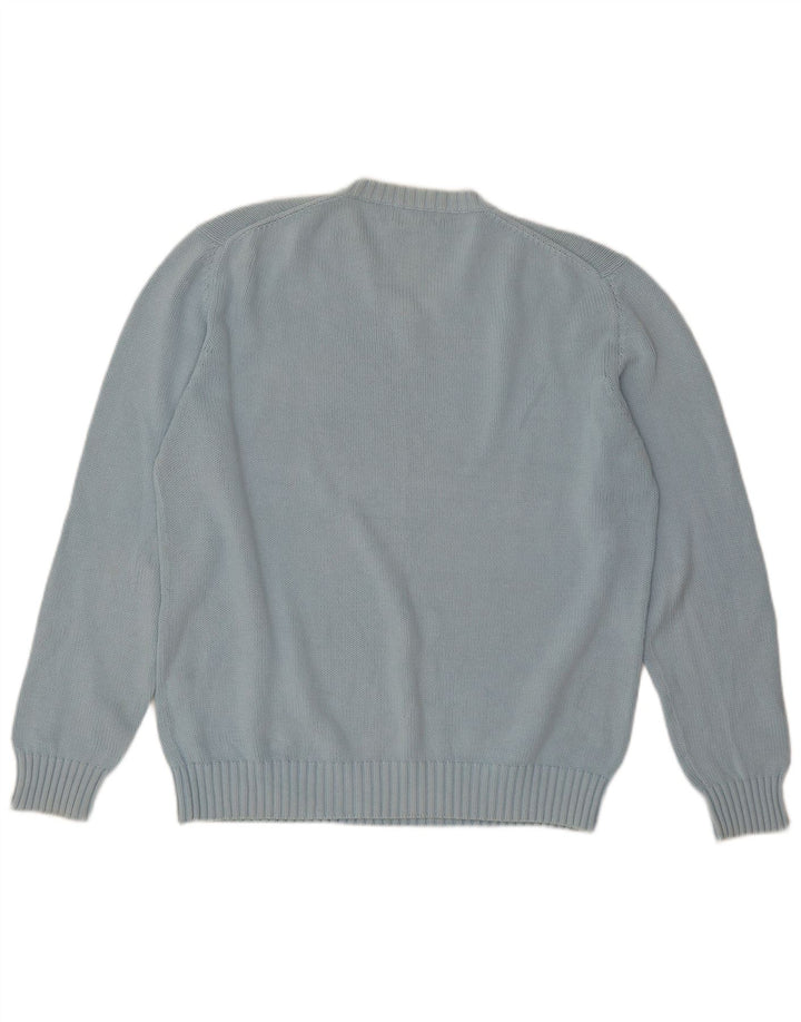Zara Herren-Pullover mit V-Ausschnitt, groß, aus blauer Baumwolle