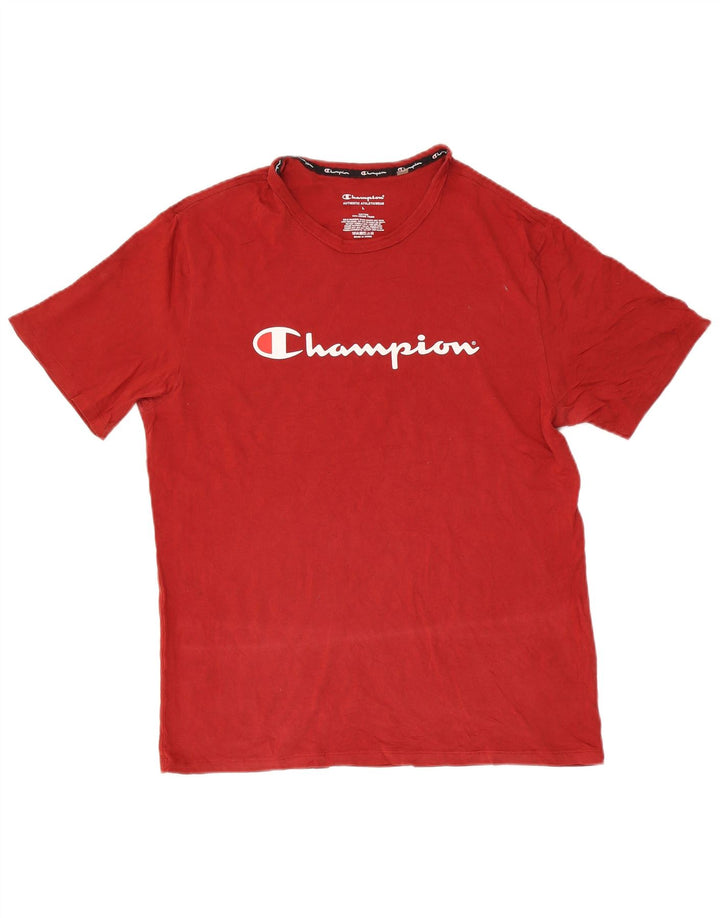 Champion Herren-T-Shirt mit Grafik, Größe L, aus roter Baumwolle