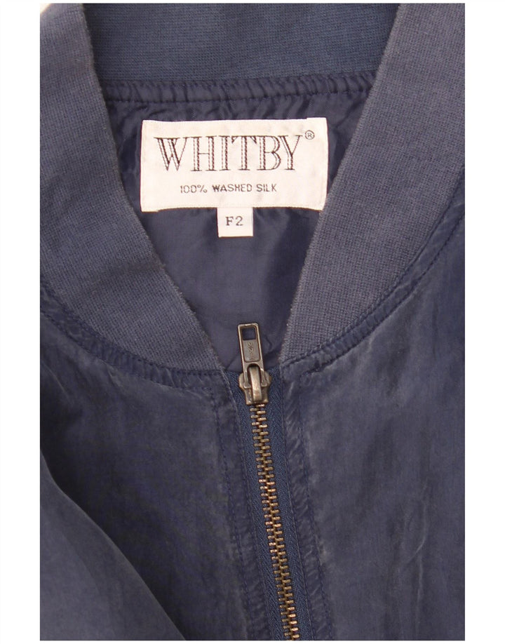 Whitby Herren Bomberjacke UK 42 XL Marineblaue Seide