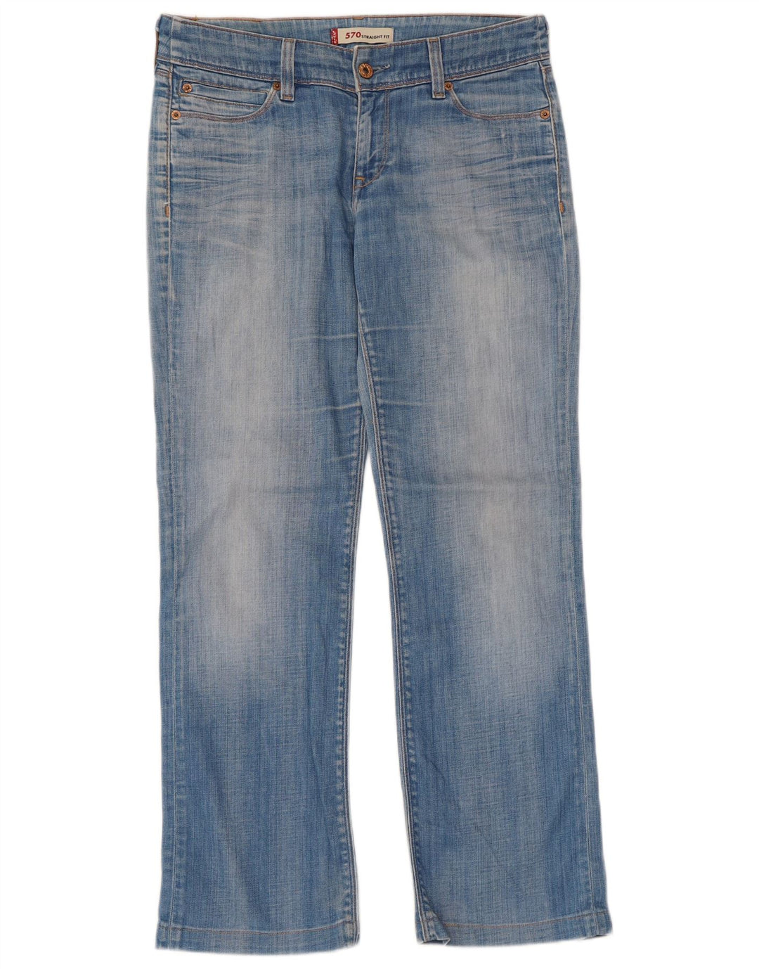 Levi's Damen 570 Straight Jeans W34 L29 Blaue Baumwolle