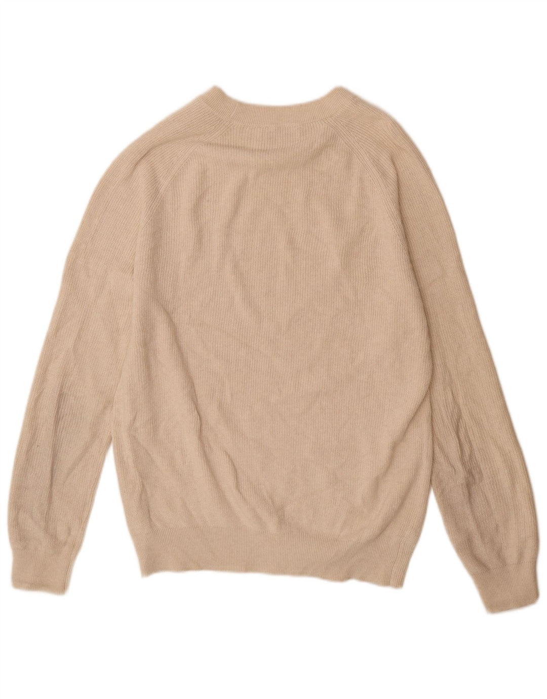 Zara Herren-Pullover mit U-Boot-Ausschnitt, mittlere, cremefarbene Baumwolle